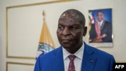 Central African Republic President Faustin Archange Touadera poses at the presidential palace in Bangui, on August 9, 2023.