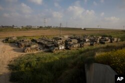 Israeli army artillery is seen deployed near the border with Gaza, in southern Israel, March 27, 2019.