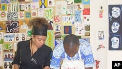 Art therapist Felicity Kodjo watches over a patient during the art therapy workshop.