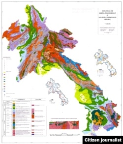 ແຜນທີ່ ລາຍລະອຽດ ເນື້ອທີ່ ແຮ່ທາດຕ່າງໆ ຢູ່ໃນລາວ.