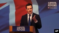 Menteri Keuangan Inggris George Osborne di Swindon, Inggris (Foto: dok). 