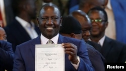 Kenya's Deputy President William Ruto, presidential candidate for the United Democratic Alliance (UDA) and Kenya Kwanza political coalition, after being declared the winner of Kenya's presidential election. (Thomas Mukoya/Reuters)