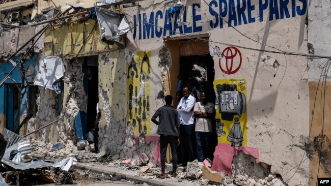 FILE - More than 300 Muslim clerics have declared their support for the government's war against the Islamist militant group al-Shabab, which has attacked much of Somalia, including this building in Mogadishu as seen on Aug. 21, 2022.