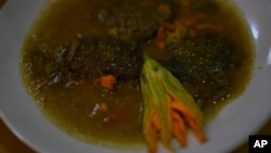 Croquettes made with ahuautle, known as Mexican caviar, are served at a restaurant in Iztapalapa, near Mexico City, Wednesday, Sept. 14, 2022. (AP Photo/Fernando Llano)
