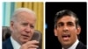 Kombinasi foto yang menampilkan Presiden AS Joe Biden (kiri) dan Perdana Menteri Inggris Rishi Sunak. (Foto: AP)