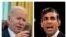 Kombinasi foto yang menampilkan Presiden AS Joe Biden (kiri) dan Perdana Menteri Inggris Rishi Sunak. (Foto: AP)