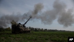A Polish howitzer AHS Krab fires to Russian positions in Donetsk region, Ukraine, Sept. 30, 2022.