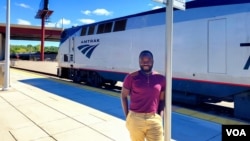 FILE - VOA reporter Ignatius Annor at the St. Paul train station in Minneapolis, Minnesota, Sept. 3, 2022