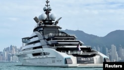 The 465-foot superyacht Nord, owned by sanctioned Russian oligarch Alexei Mordashov, is seen in Hong Kong, Oct. 20, 2022. 