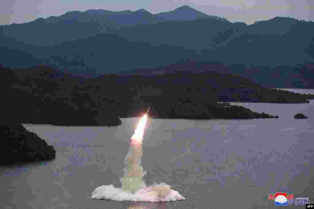 This undated picture released from North Korea&#39;s official Korean Central News Agency (KCNA) shows a Hokkaido missile launch training test by the Korean People&#39;s Army Tactical Nuclear Operation Unit at an undisclosed location.