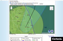 Cono de proyección de la tormenta tropical Ian, que saldrá al Atlántico rumbo a las Carolinas tras atravesar Florida. NHC