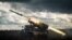A BM-21 Grad multiple rocket launcher fires at Russian positions in Kharkiv region, Ukraine.