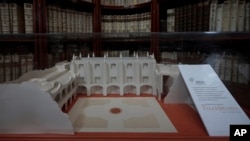 FILE - A rendering of the Palafoxiana library sits inside the library in Puebla, Mexico, Sept. 13, 2022.