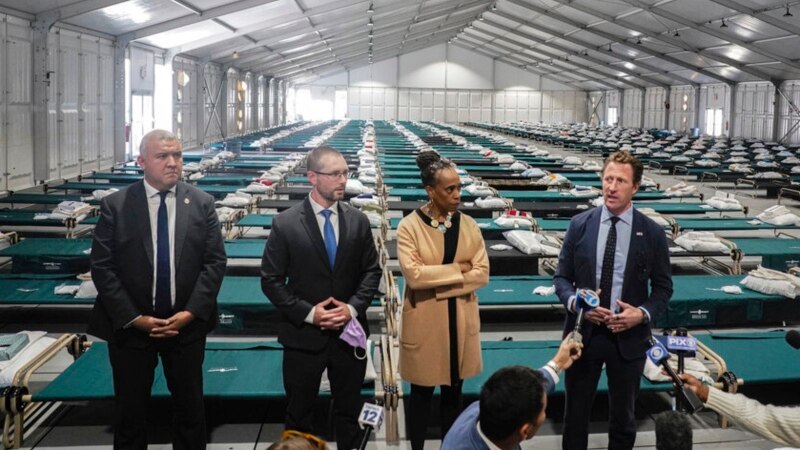 New York City Opens Tent Shelter for Hundreds of Migrant Men 