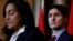 Foto Achiv: Premye Minis Kanadyen Justin Trudeau ak Minis Defans Nasyonal Kanada Anita Anand pandan yon konferans pou lapres nan Ottawa, Kanada, 26 Sept. 2022. 