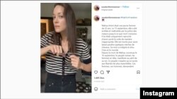 Sebuah tangkapan layar video dari Instagram yang diposting oleh "soutienfemmesiran" - yang diterjemahkan sebagai "dukung perempuan di Iran" - yang menunjukkan puluhan wanita memotong rambut mereka untuk mendukung para pengunjuk rasa di Iran. (Foto: Tangkapan layar)