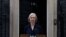 British Prime Minister Liz Truss announces her resignation, outside Number 10 Downing Street, London, Oct. 20, 2022.