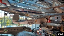 The America by Air exhibition traces the history of air transportation in the US. In the early 20th century, there were few airports or airlines. By the end of the century, passengers could travel almost anywhere in the US in hours. (Deborah Block/VOA)