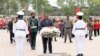 Filipe Nyusi, Presidente de Moçambique, na deposição da coroa de flores em homenagem aos heróis nacionais, Maputo, 4 Outubro 2022