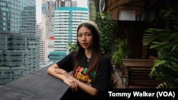 Citizen journalist and activist Chalini Thongyot in Bangkok, Thailand, Sept. 28, 2022. (Tommy Walker/VOA)
