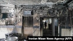 FILE - A picture obtained from the Iranian Mizan News Agency on Oct. 16, 2022, shows damage caused by a fire in the Evin prison near the Iranian capital of Tehran. Authorities say the fire left eight dead and 61 injured.