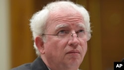 FILE - John Eastman, then a professor at the Chapman School of Law in Orange, Calif., testifies during a House subcommittee hearing on Capitol Hill in Washington, March 16, 2017.