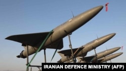 伊朗軍方提供的照片顯示伊朗製造的自殺式神風無人機。（2022年8月24日）