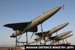 伊朗軍方提供的照片顯示伊朗製造的自殺式神風無人機。（2022年8月24日）