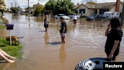 Kawasan terdampak banjir di Shepparton, negara bagian Victoria, Australia, 16 Oktober 2022. (AAP/Diego Fedele via REUTERS)
