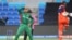 হোবার্টের বেলেরিভ ওভালে পুরুষদের টি-টোয়েন্টি বিশ্বকাপ ২০২২ ক্রিকেট ম্যাচ চলাকালীন নেদারল্যান্ডসের পল ভ্যান মিকেরেনের শেষ উইকেট নেয়ার পর উল্লাস করছেন বাংলাদেশের সৌম্য সরকার।২৪ অক্টোবর, ২০২২ (ছবি ডেভিড গ্রে/এএফপি) 