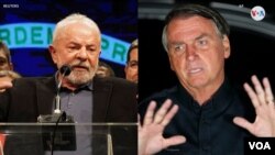 Tras el conteo del 99,18 % de las máquinas de votación, Luiz Inacio Lula da Silva (izq.) tenía el 48,24 % de los votos válidos, frente al 43,36 % de Jair Bolsonaro (der.), de acuerdo a los datos divulgados por el Tribunal Superior Electoral (TSE) de Brasil.