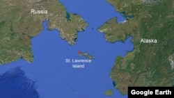 Американский остров Святого Лаврентия находится в 60 км от российского побережья (Источник - Google Earth)