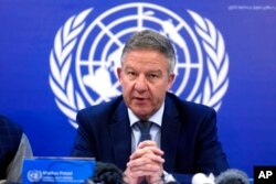 FILE - Markus Potzel, of the United Nations Assistance Mission in Afghanistan, speaks during a news conference in Kabul, Afghanistan, July 20, 2022.