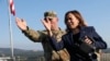 U.S. Vice President Kamala Harris stands at military observation post as she visits the demilitarized zone (DMZ) separating the two Koreas, in Panmunjom, South Korea, Sept. 29, 2022. 