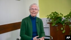 FILE - Cynthia Rosenzweig, 2022 World Food Prize recipient, meets with the media at the Columbia University Climate School in New York City, May 3, 2022. 