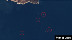 28일 북한 서해 초도 해상에서 선박 간 환적으로 의심되는 4건의 사례(원 안)가 포착됐다. 자료=Planet Labs