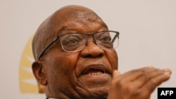 Former South African President Jacob Zuma speaks during a press conference at The Maslow Hotel in Sandton, Johannesburg commercial hub on October 22, 2022. 