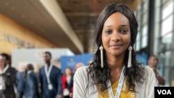 Nadia Adam, a Sahel analyst for the nonprofit Center for Civilians in Conflict, attended the eighth edition of the International Forum of Dakar on Peace and Security on Oct. 24, 2022. (Annika Hammerschlag/VOA)