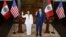 Peru's President Keiko Fujimori and U.S. Secretary of State Marco Rubio gestures as they address the media, in Lima, Peru, September 10, 2026.