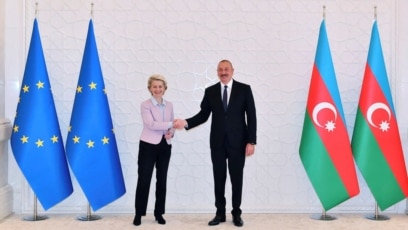 Azərbaycan Prezidenti İlham Əliyev Avropa Komissiyasının sədri Ursula Fon der Leyen ilə görüşüb, 18 iyul, 2022-ci il, Bakı, Azərbaycan.  Foto: Azərbaycan Respublikası Prezidentinin rəsmi saytı/REUTERS