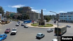 A view shows motorists driving along a street in Addis Ababa