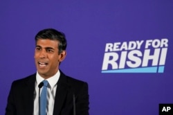 FILE - British Conservative Party member Rishi Sunak launches his campaign for the party's leadership, in London, July 12, 2022.