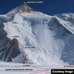 ພູ ກາສເຊີບຣຳສອງ (Gasherbrum II) ເປັນພູສູງສຸດອັນດັບທີ 13 ຂອງໂລກ. (Courtesy Sanu Sherpa)