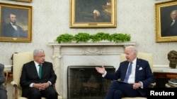 조 바이든 미국 대통령(오른쪽)과 안드레스 마누엘 로페스 오브라도르 멕시코 대통령이 12일 워싱턴 백악관에서 회담했다.