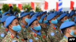 Vietnamese members of the U.N. peacekeeping mission in South Sudan get set to leave from Hanoi, April 27, 2022. The U.S. will continue to back the mission and give other aid but will pull out of peace monitoring, the State Department said July 15, 2022.