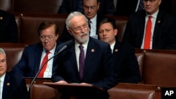 FILE - Republican Congressman Dan Newhouse speaks during the impeachment of then-President Donald Trump at the Capitol in Washington, Dec. 18, 2019. Newhouse is one of two Republican lawmakers who survived a primary election despite voting for Trump's impeachment.