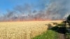 Ladang Gandum di Dekat Garis Depan Ukraina Terbakar Setelah Baku Tembak