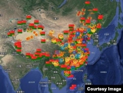 台生温约瑟绘制的"中国人民解放军基地及设施"互动地图（照片提供:温约瑟)