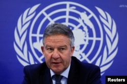 Penjabat Kepala Misi Bantuan PBB di Afghanistan (UNAMA) Markus Potzel dalam konferensi pers di Kabul, Afghanistan, 20 Juli 2022. (REUTERS/Ali Khara)