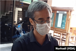 Elanto Wijoyono perwakilan kolektif relawan, donatur dan pegiat gerakan Yogyakarta yang menuntut transparansi pengeloaan dana sumbangan publik. (Foto: Nurhadi)